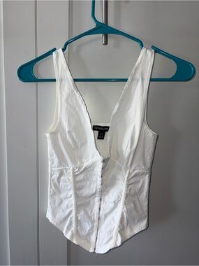 PrettyLittleThing White Button-Front Corset Tank Top